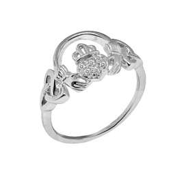 Sterling Silver Diamond Accent Claddagh Ring  Overstock