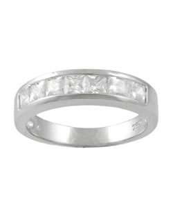 Tressa Sterling Silver Princess cut Cubic Zirconia Ring  Overstock 