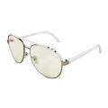 Pilot Aviator Fashion Sunglasses White Frame Clear Lenses for Women 