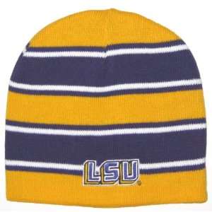  LSU Tigers NCAA Yellow & Purple Stripe Reversible Beanie 