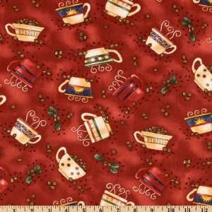  44 Wide Caffeine Cafe Coffee Cups Wine Fabric By The 