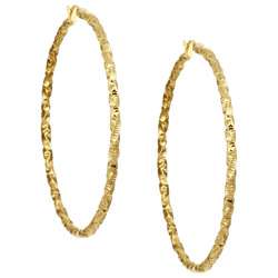 18k Gold over Silver Italian Hoop Earrings  Overstock