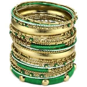 Amrita Singh Bangle Bangle Silk with 18k Gold Plated Green Bangle 
