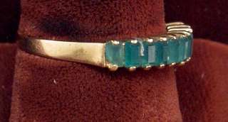 Vintage 14KT Gold Ring Baguette Cut Emeralds 10 8pt  