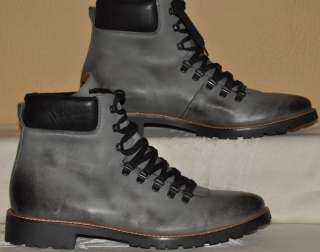   Hiker gray leather Made in Italy lace up boots,mens 10.5 M NEW  
