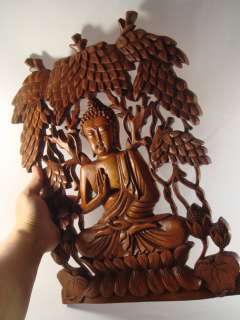16 Hand Carved Bali Wood Buddha Wall Relief Panel  