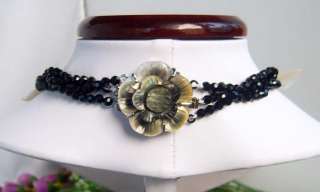 MULTI STRAND NECKLACE WITH PEARL & MOP SHELL & QUARTZ  