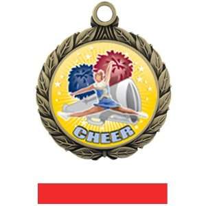  Cheer HD Insert Medal M 8501 GOLD MEDAL / RED RIBBON 2.75 