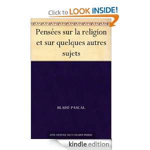  sujets (French Edition) Blaise Pascal  Kindle Store