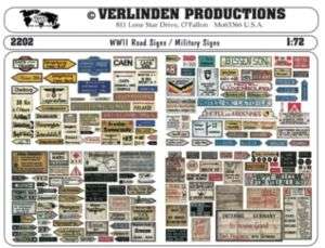 VER2202 Road Signs Military Signs WWII 1 72 Verlinden  