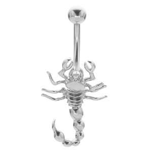  Viscously Beautiful Scorpion 14K White Gold Belly Button 