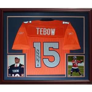  Autographed Tim Tebow Jersey   Orange #15 Deluxe Framed 