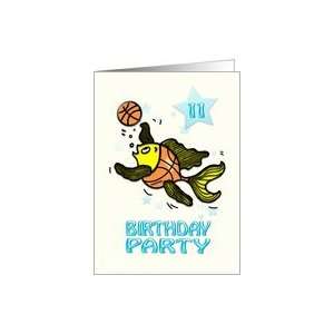   Party Invitation, cute Fish playing Basketball kids Card Toys & Games