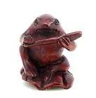   From U.S* Boxwood Hand Carved Netsuke Sculpture Cute Frog Flute Player