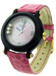 Ladies Chopard Be Happy Pink MOP Diamond Quartz Date 32mm Watch 