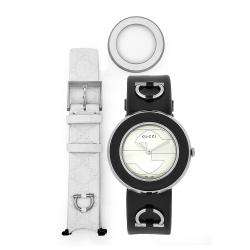Gucci Womens U Play Interchangeable Strap Silver Dial Watch 