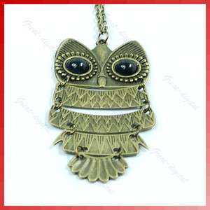 Copper Vintage Gold Big Eyes Owl Pendant Necklace Chain  