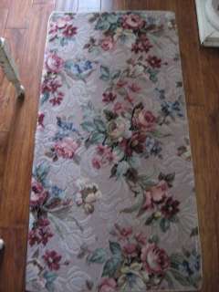 GORGEOUS Old Bigelow CARPET RUNNER Wool Roses~Great Colors 4 x 2 