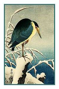   Shoson Koson Blue Heron in Snow Bird Counted Cross Stitch Chart  