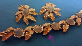 Vintage JUDY LEE Blue Moonglow Bracelet & Earring SET 50s 60s AB 