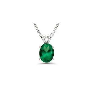  1.02 Cts Emerald Solitaire Pendant in 18K White Gold 