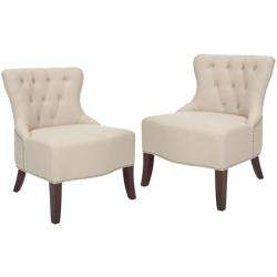  Tufted Nailhead Beige Living Room Chairs (Set of 2)  Overstock