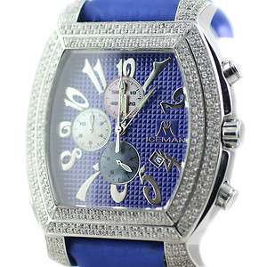 Iceman Chronograph Colorized Stainless Steel Diamond Leather Mens 