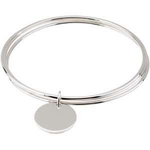  Sterling Silver 08.00 INCH Triple Bangle Bracelet With A 