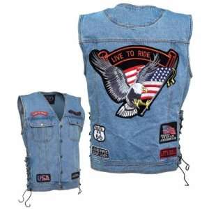  Heavy Weight Denim Motorcycle Vest with Patches (Pick a 