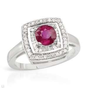  14K White Gold 0.87 CTW Ruby and 0.16 CTW Color G H I1 I2 