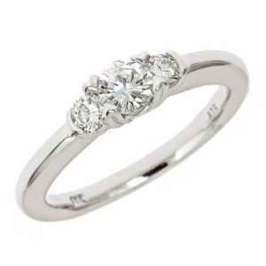  0.57 ct Three Round Prong Set Diamond Engagement Ring 14 K 