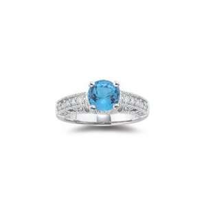  0.57 Ct Diamond & 1.50 Cts Swiss Blue Topaz Filigree Ring 