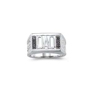  0.12 Ct Black Diamond Dad Ring in Silver 7.5: Jewelry