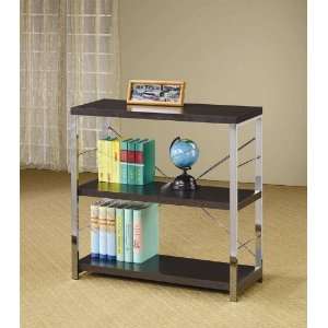  Home Office Three Tier Shelf in Chrome and Cappuccino 