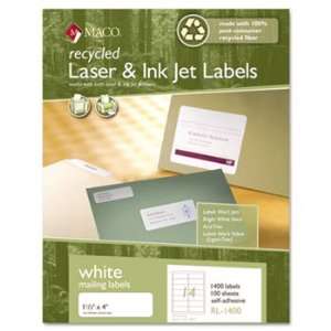  Recycled Laser and InkJet Labels, 1 1/3 x 4, White, 1400 