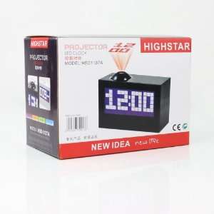   New Digital LED Projector Alarm Clock Black Rotate 180