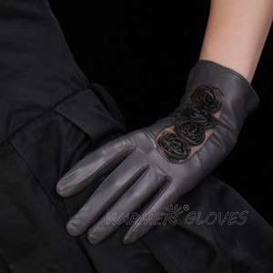 Ladies GENUINE LEATHER evening Rose Lace gloves 3 color  