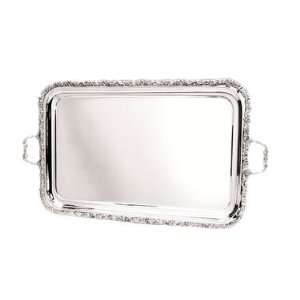 26.5 X 17 Rectangular Serving Tray, Floral Border (18/10 Stainless 
