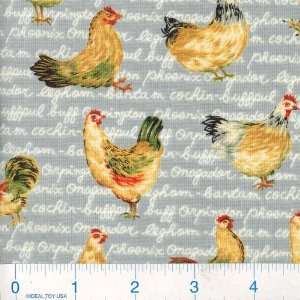  45 Wide Provence Chickens Blue Fabric By The Yard Arts 