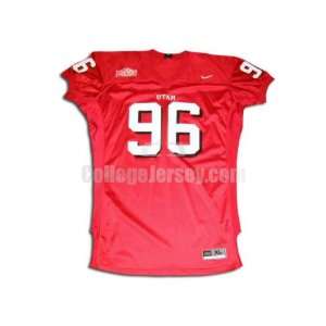  Red No. 96 Game Used Utah Nike Football Jersey