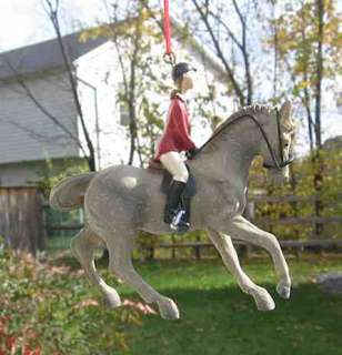   trotting grey horse rider xmas ornament by midwest importers ornament