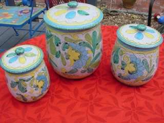   Willfred Italian Italy Pottery Canister Set Turquoise Yellow  