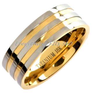 Titanium 18k Gold Plated Wedding Ring Band Comfort Fit Size 9  