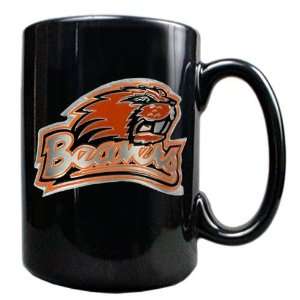  Oregon State Beavers 15 Ounce Black Ceramic Mug: Sports 