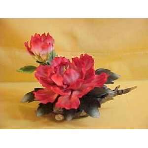  Andrea By Sadek Large Red Porcelain Peony On Branch Figurine 