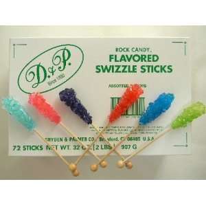  Assorted Rock Candy Sticks   Unwrapped 72CT Box 