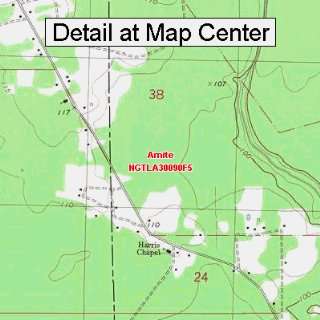 USGS Topographic Quadrangle Map   Amite, Louisiana (Folded/Waterproof 