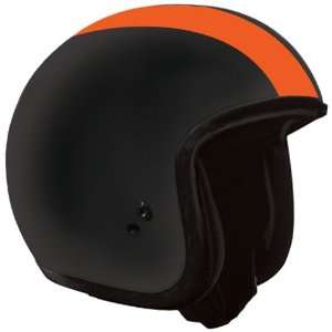 Hot Leathers Matte Black Medium Retro Orange Stripe Helmet