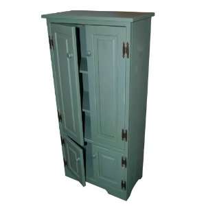    Weathered Sage Finish Solid Pine Wood Tall Cabinet