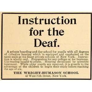  Wright Humason School Deaf Hearing   Original Print Ad